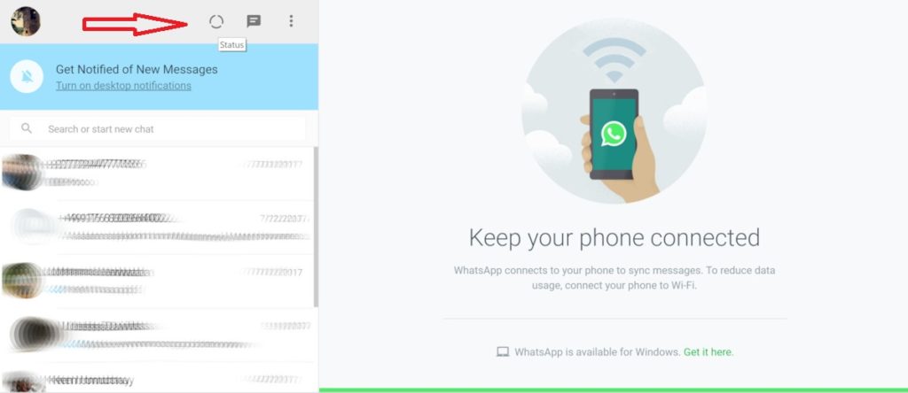 WhatsApp Web Status Feature
