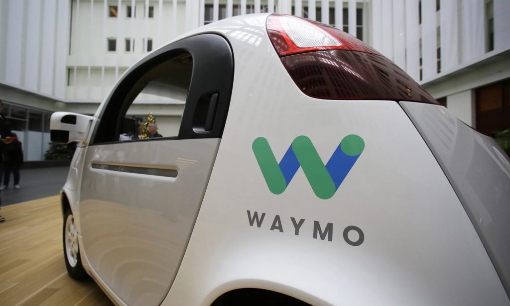 The Waymo driverless car displayed during a Google event in San Francisco in 2016. Photograph: Eric Risberg/AP